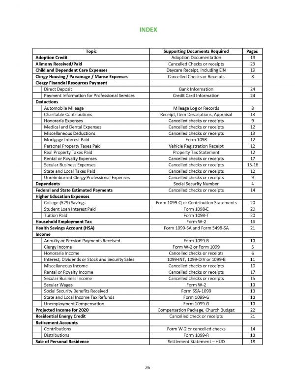 2019 Clergy Tax Organizer - (PDF Download) - Image 3